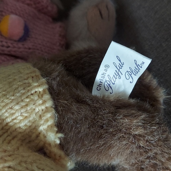 Chrisha Playful Plush Bunny Pair with Crochet Sweaters - Picture 5 of 6